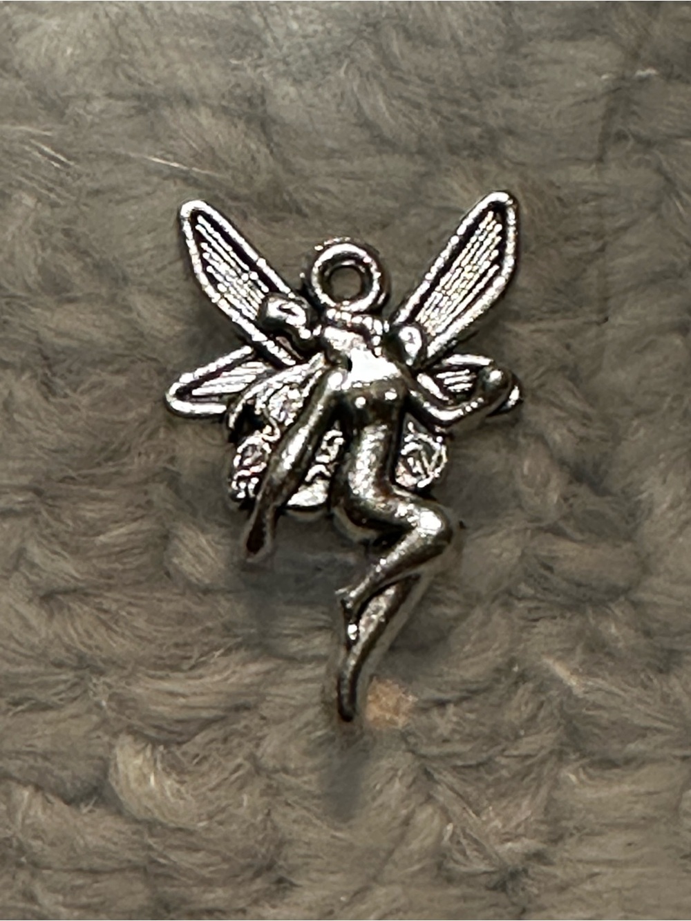 Small Silver Fairy Charm - Silver Tone